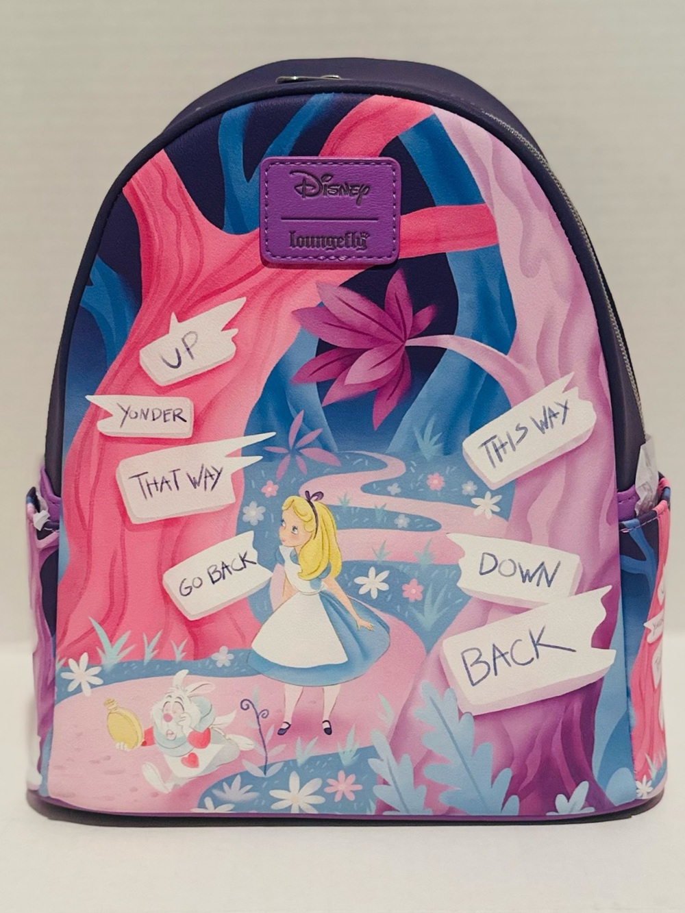 Loungefly Disney NWT Alice In Wonderland Signs Mini Backpack